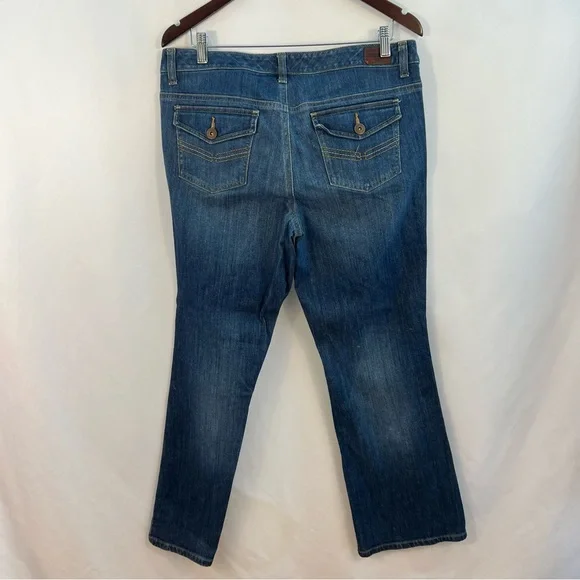 Tommy Hilfiger Freedom Jeans Dark Wash Logo Whiskered Boot Cut Denim Womens 12A - Picture 5 of 6